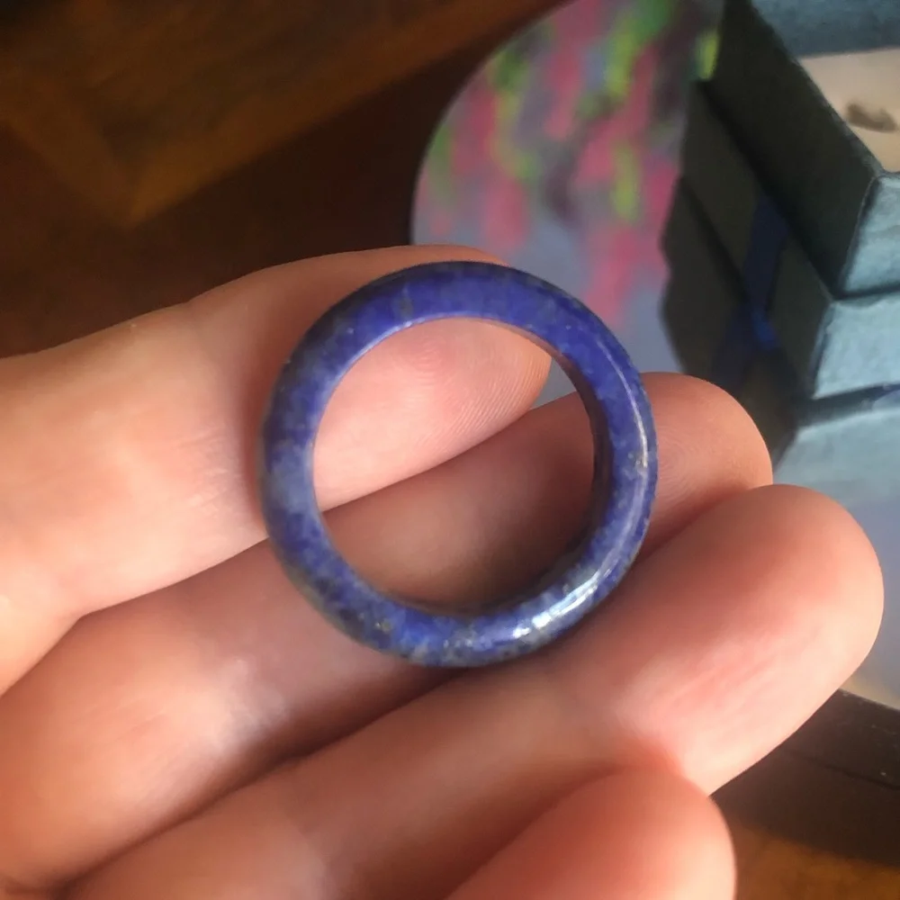 Handcrafted genuine sodalite stone band ring 9.5